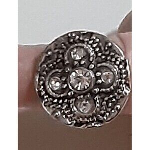 Chico's Boho silver tone metal ring sz 6-7 rhinestones
